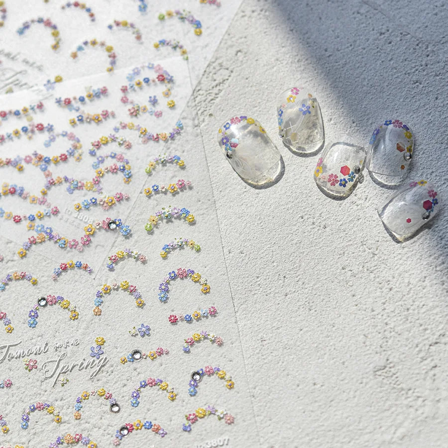5D Flower Nail Art Stickers | Self-Adhesive Japanese Decals Nail Art Stickers QXL