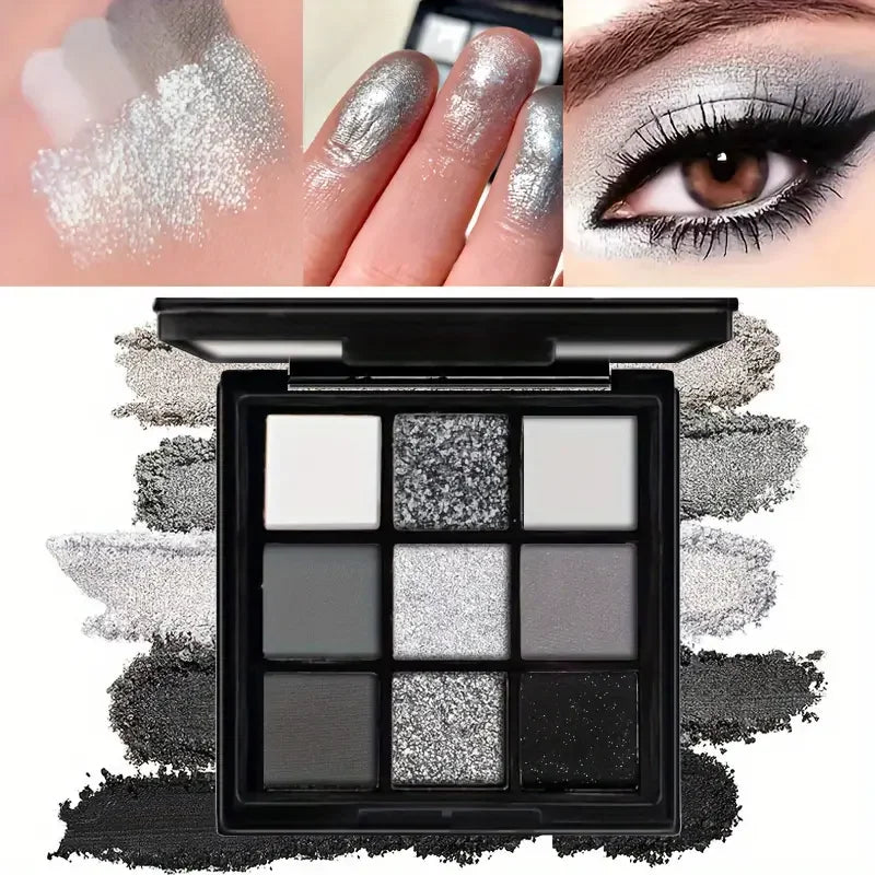 JUJU Dream 9-Shade Smoky Eyeshadow Palette | Black & Silver Eyeshadow Palette QXL