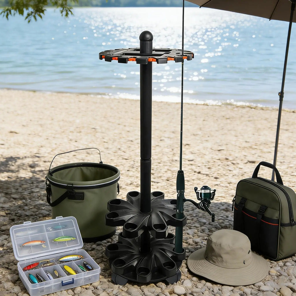 Floor-Standing Rotating Fishing Rod Holder & Display Stand Fishing Rod Stand QXL