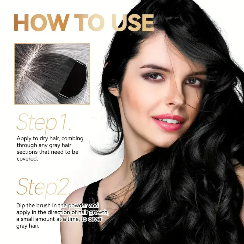 VERONNI Temporary Hair Color Powder with Brush – Gray Cover Temporary Hair Color Powder QXL