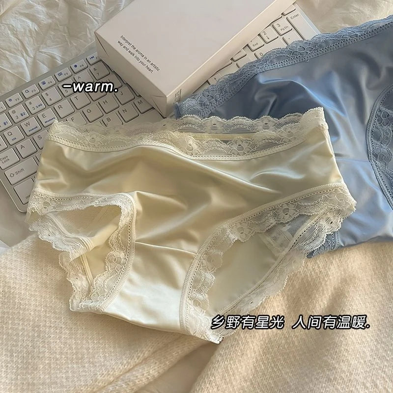 French Lace Hollow Women's Briefs | Soft Cotton Crotch Panties Women's Lace Briefs QXL