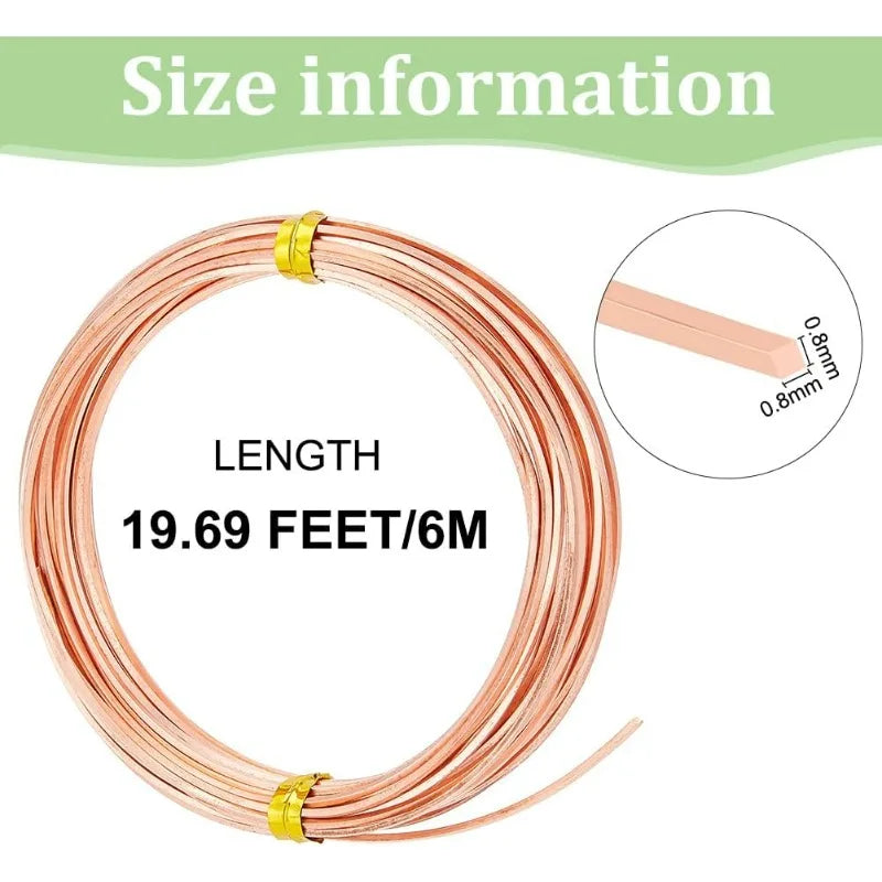 20 Gauge Square Bare Copper Wire 19.6 Ft | DIY Jewelry Craft Jewelry Craft Wire QXL