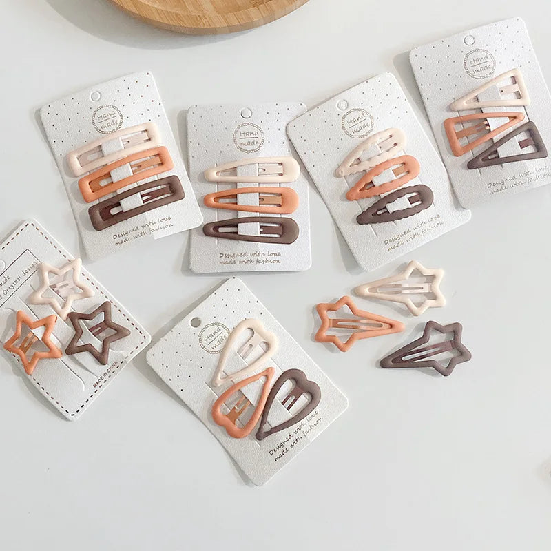 Frosted Snap Hair Clips for Kids – Star, Oval & Square | 3-Pack Kids Hair Clips QXL