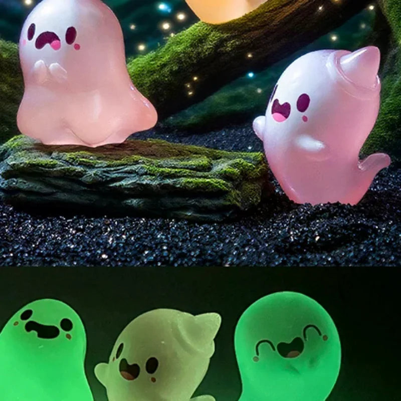 6-Pack Glow-in-the-Dark Halloween Ghost Resin Figurines Halloween Figurines QXL