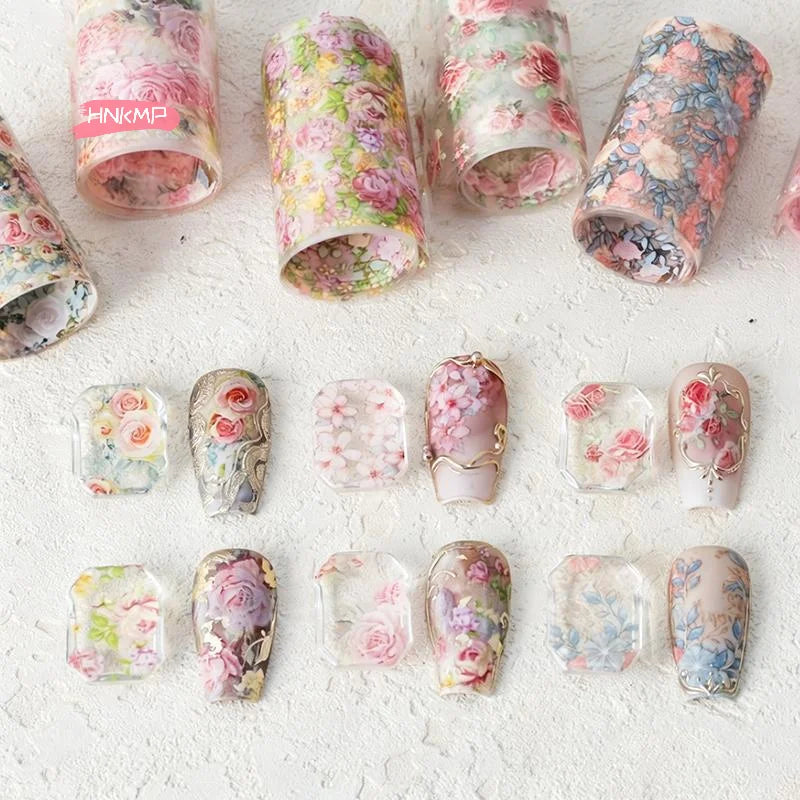 Floral Nail Transfer Stickers – Rose & Tulip DIY Nail Wraps Nail Transfer Stickers QXL