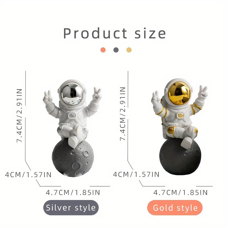 Gold Chrome Astronaut Figurine with Marble Base | Sci-Fi Decor Decorative Figurine QXL