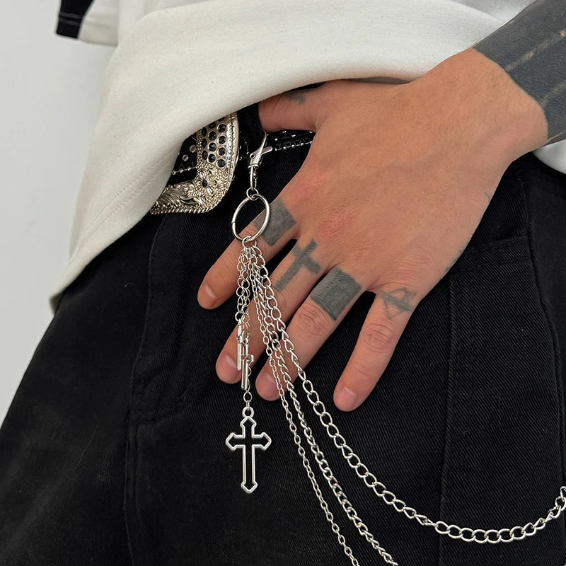 Retro Punk Cross Waist Chain | Unisex Hip-Hop Jeans Chain Waist Chain QXL