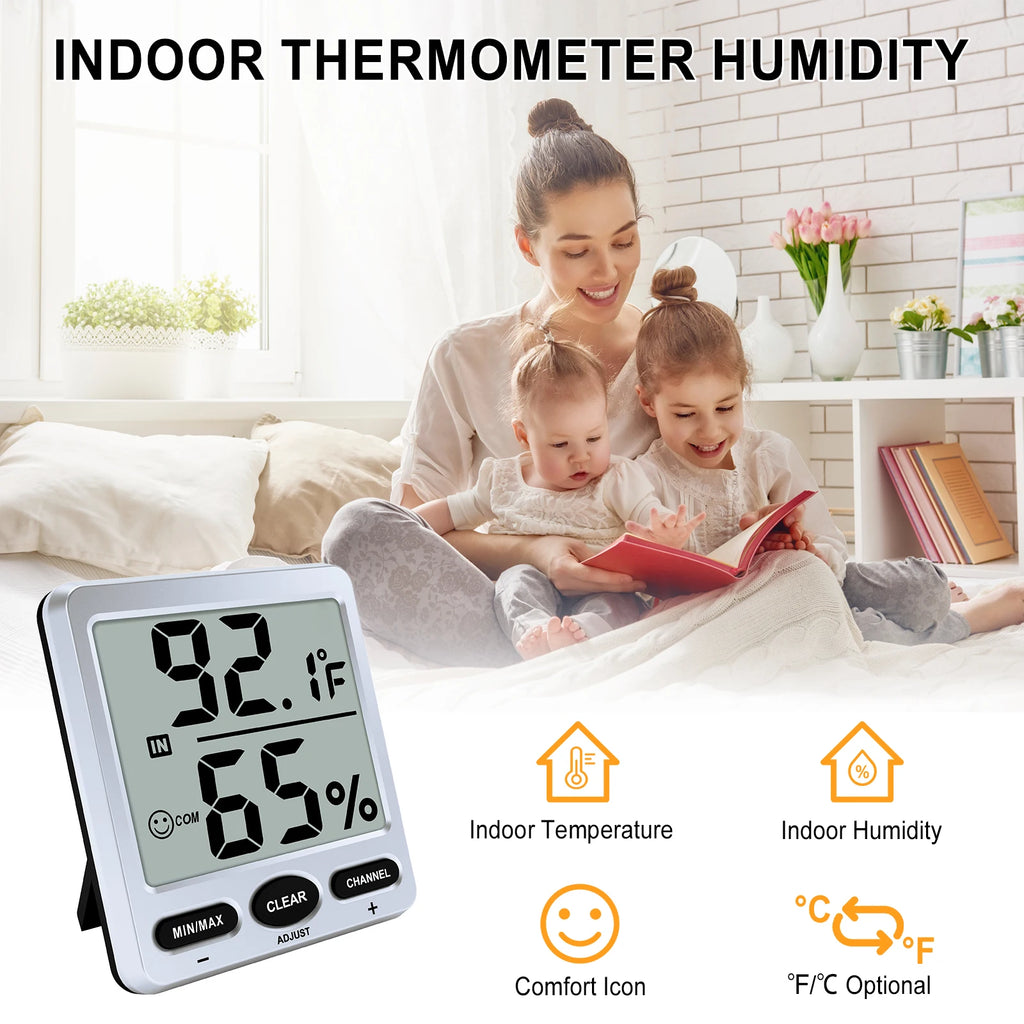 Large Screen Indoor Thermometer Hygrometer | Urageuxy °C/°F Thermometer Hygrometer QXL