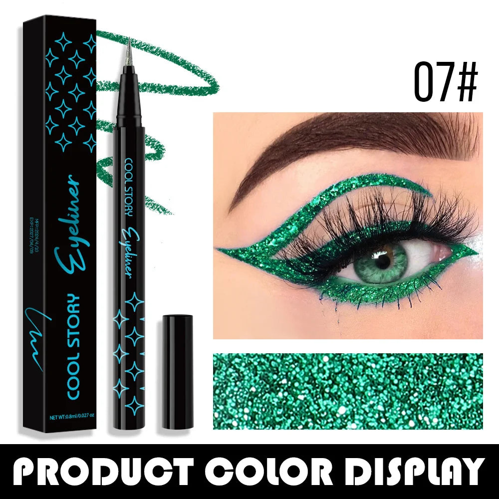 VERONNI Glitter Metallic Eyeliner Pen | Waterproof Eyeshadow Glitter Eyeliner Pen QXL 07