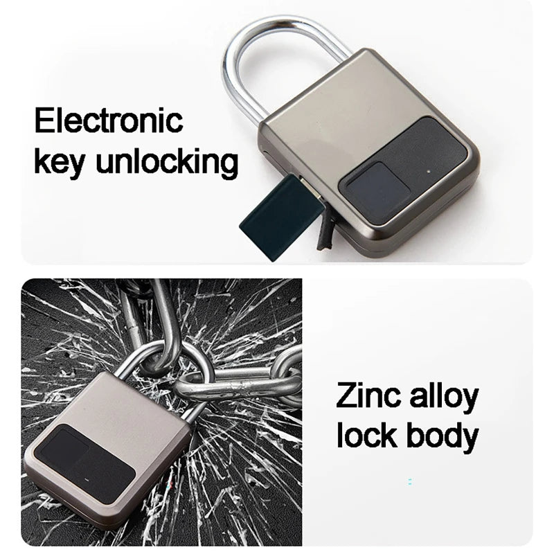 Smart Fingerprint Padlock IP68 Waterproof – App & USB Key Fingerprint Padlock QXL