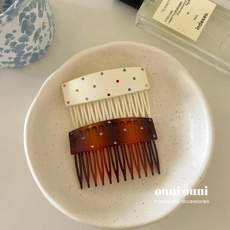Korean Rhinestone Hair Comb | Colorful Crystal Hairpin Rhinestone Hair Comb QXL