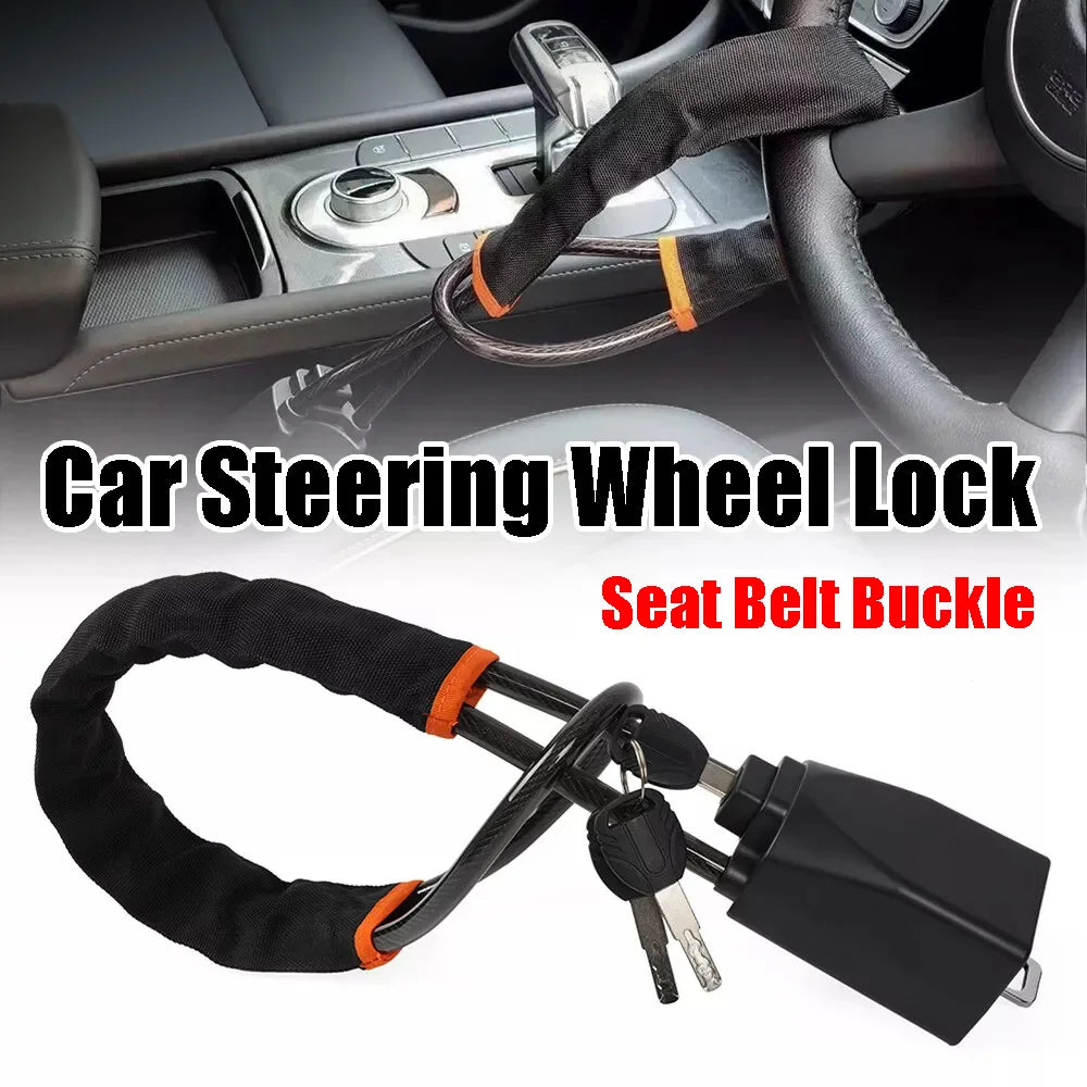 Universal Steering Wheel Lock with Seat Belt Buckle | Anti-Theft Steering Wheel Lock QXL