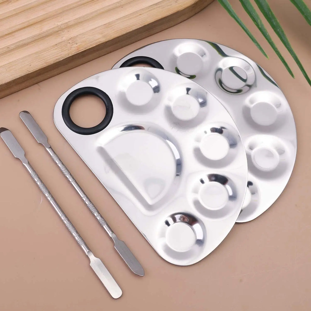 Stainless Steel Makeup Mixing Palette & Spatula Set Makeup Mixing Palette QXL
