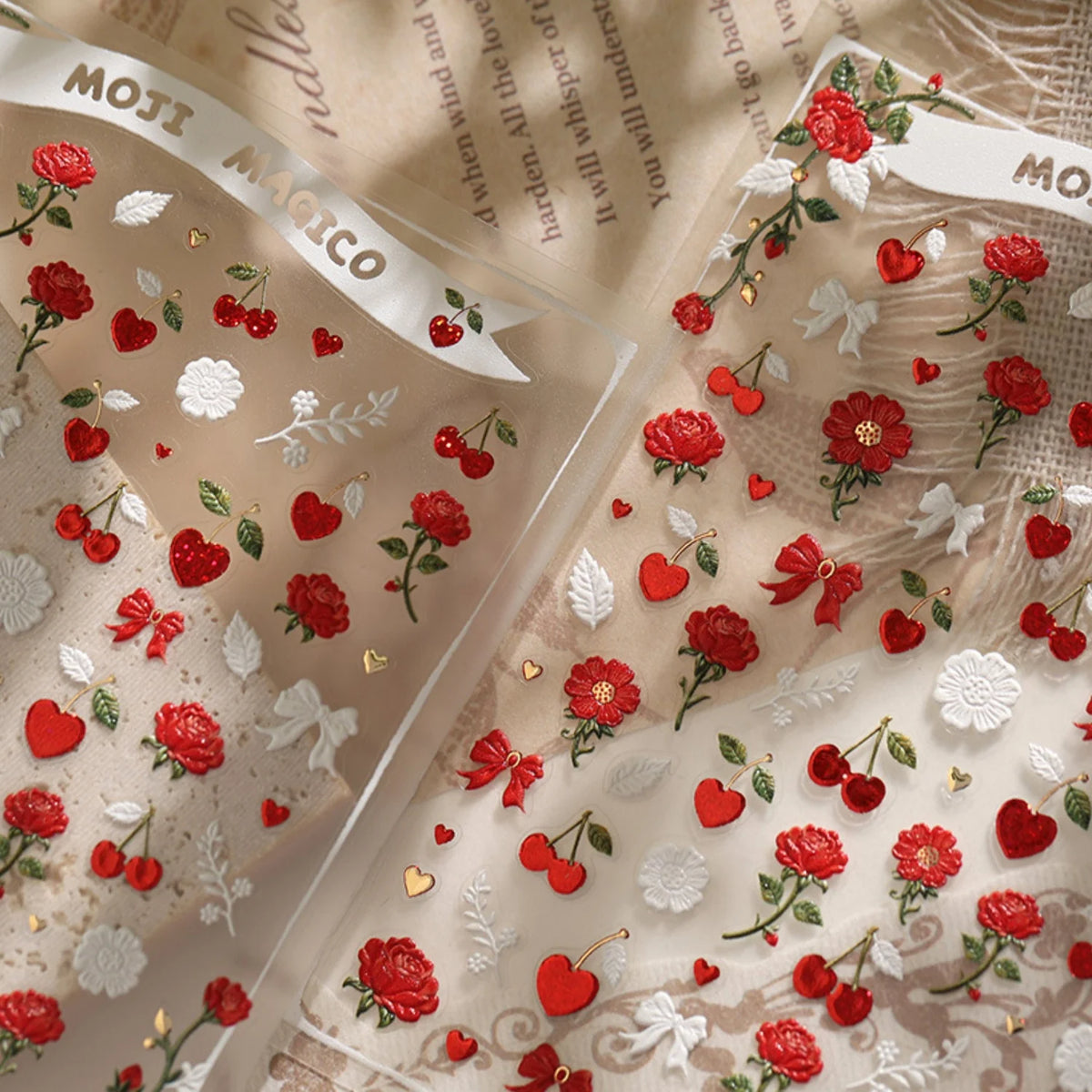 5D Vintage Rose & Bow Nail Art Stickers | Self-Adhesive Decals Nail Art Stickers QXL