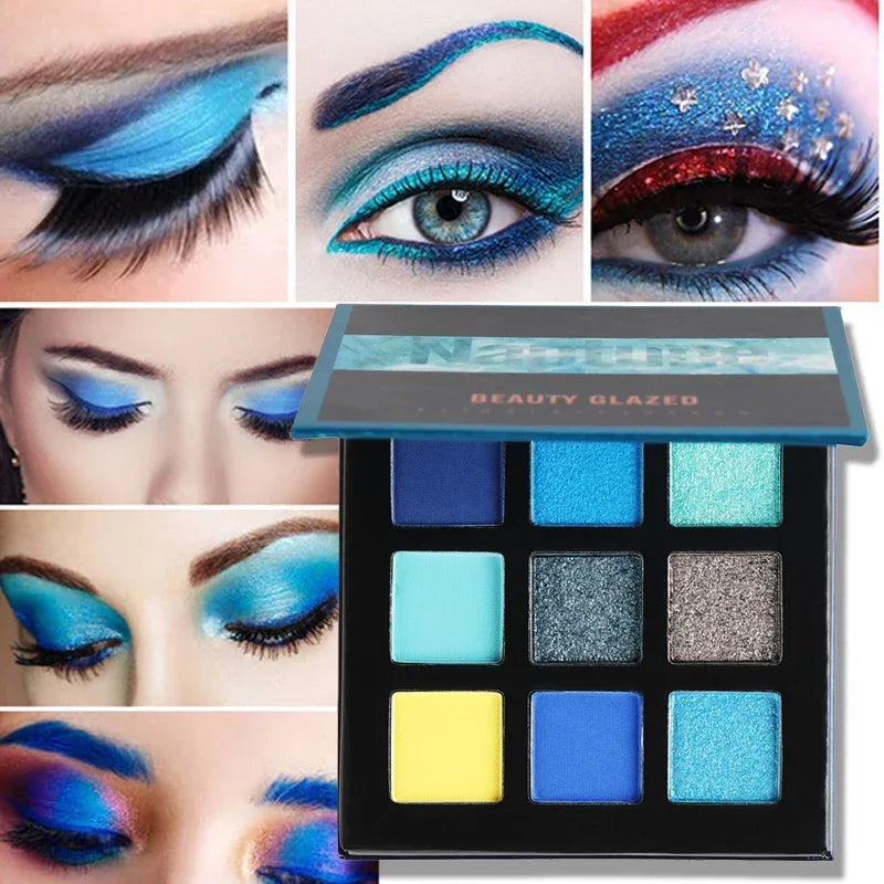 Beauty GLAZED 9-Color Shimmer & Matte Eyeshadow Palette Eyeshadow Palette QXL