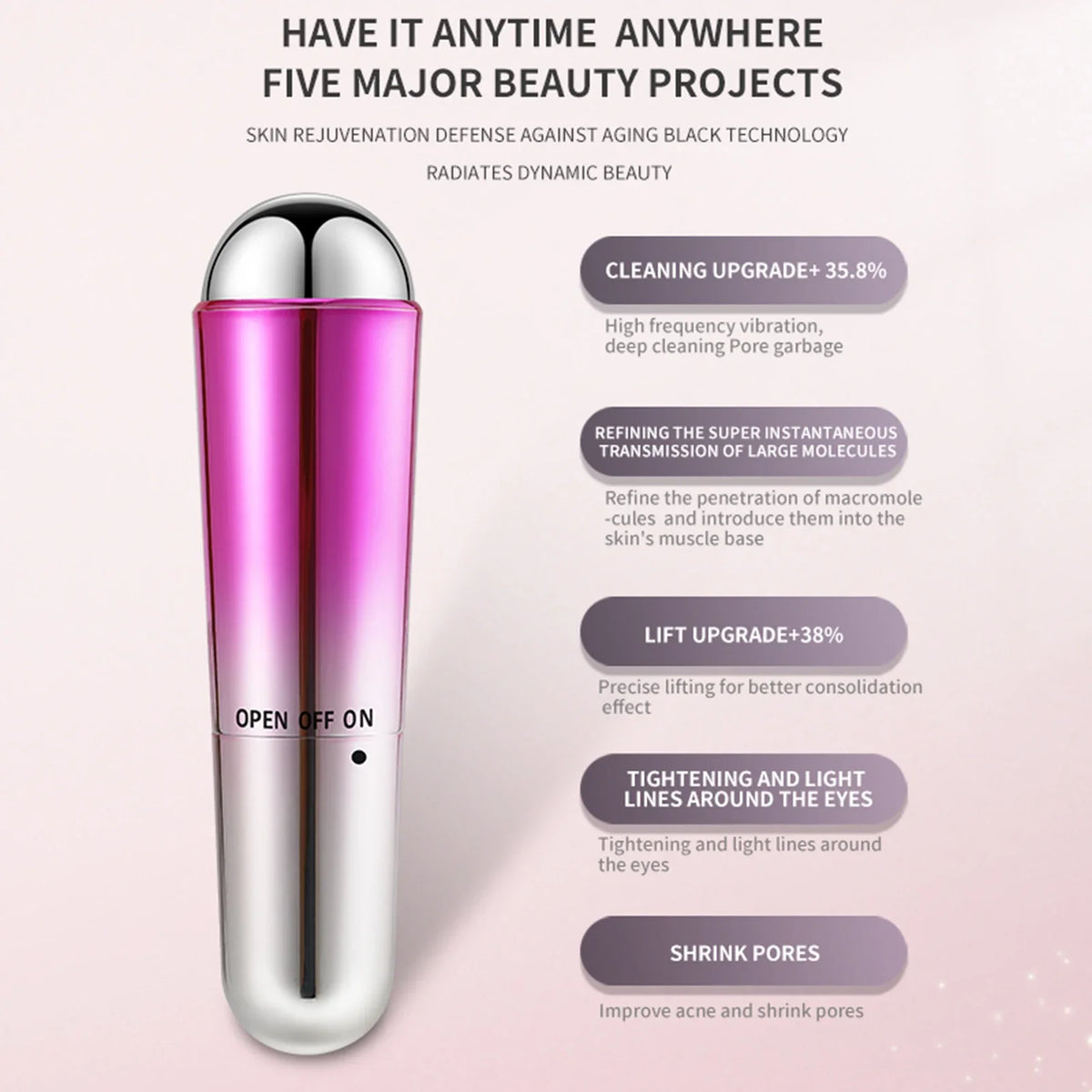 Ultrasonic Eye Lift Wand | Vibration Facial Firming Massager Eye Lift Massager QXL