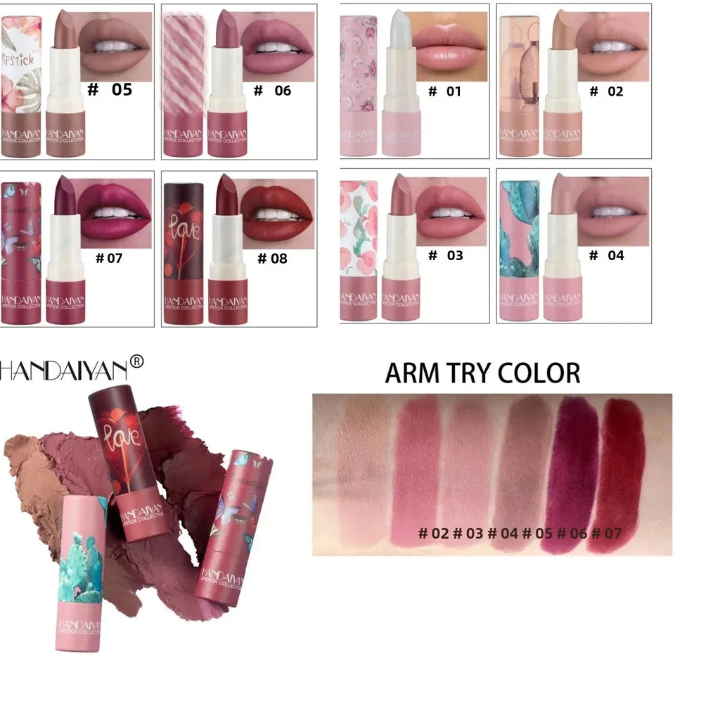 Handaiyan Matte Lipstick | 8 Colors Velvet Paper Tube Matte Lipstick QXL