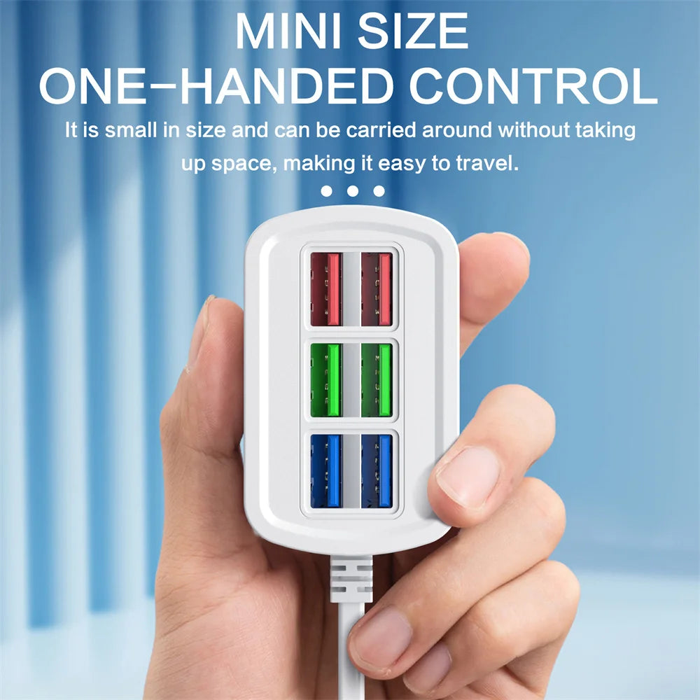 6-in-1 Fast Charging USB Charger Station | 1M Desktop Hub USB Charger Station QXL