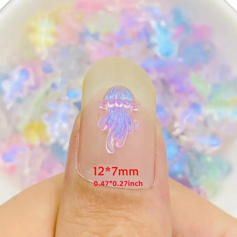 20-Pack 3D Kawaii Jellyfish Flatback Resin Nail Art Charms Nail Art Charms QXL