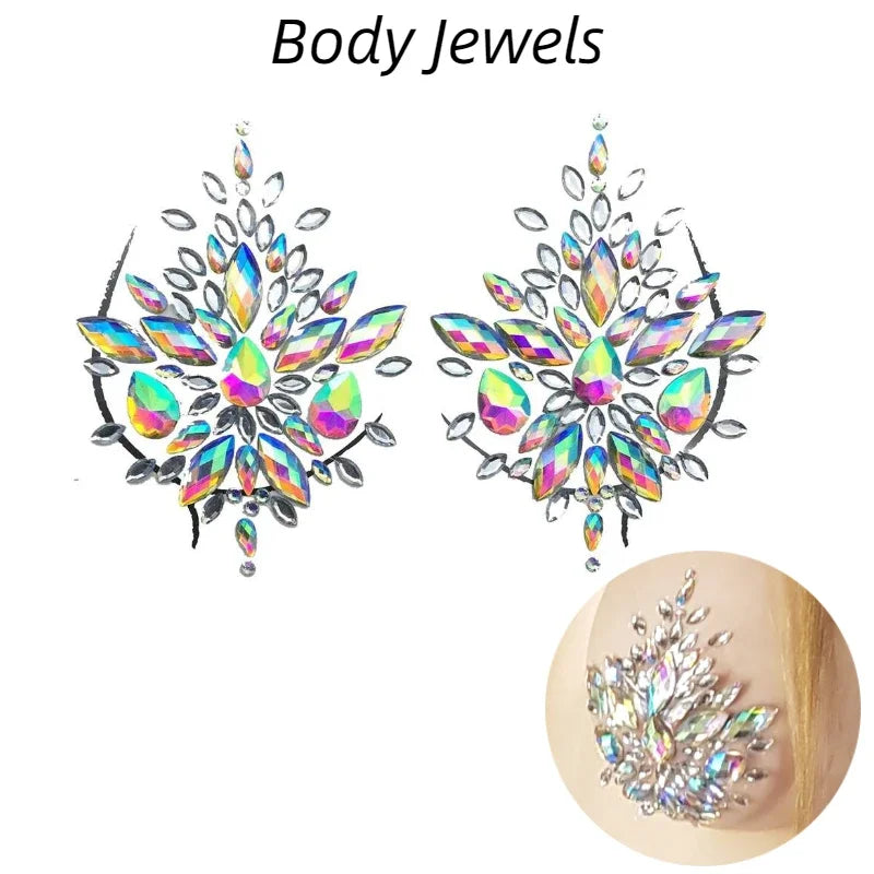 Crystal Rhinestone Body & Face Gem Stickers | Festival Jewels Body Gem Stickers QXL
