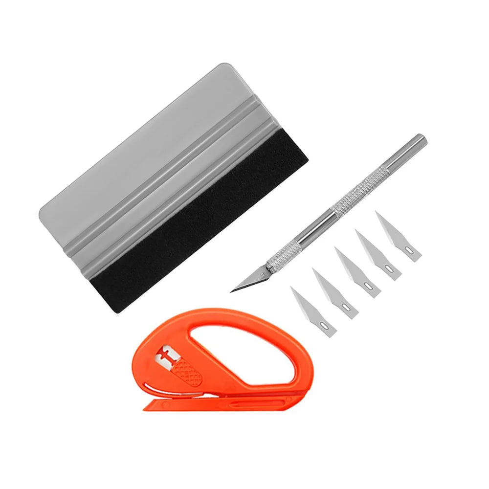 Vinyl Wrap Kit – Felt Squeegee, Trimmer & Bubble Smoother 8–15pc Vinyl Wrap Tool Kit QXL Kit 8Pcs