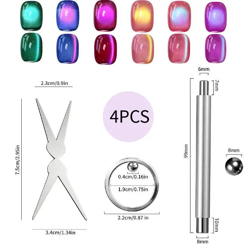 4-Piece Cat Eye Gel Polish Nail Magnet Tool Set Nail Magnet Tool QXL