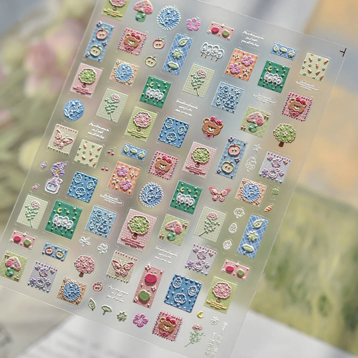 5D Nail Art Stickers – Plaid Bear Butterfly Flower Decals Nail Art Stickers QXL