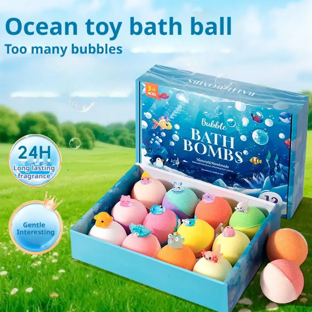 12-Pack Luxury Bath Bombs | Flowers, Essential Oils & Toy Surprise Bath Bomb Gift Set QXL