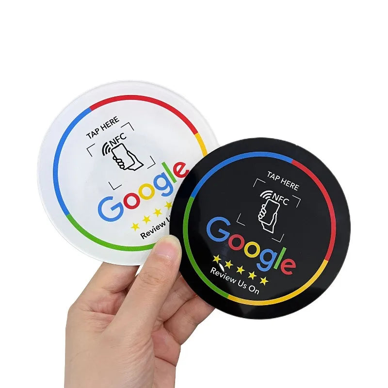 NTAG215 NFC Google Review Sticker | 10cm Round Acrylic Card NFC Review Sticker QXL