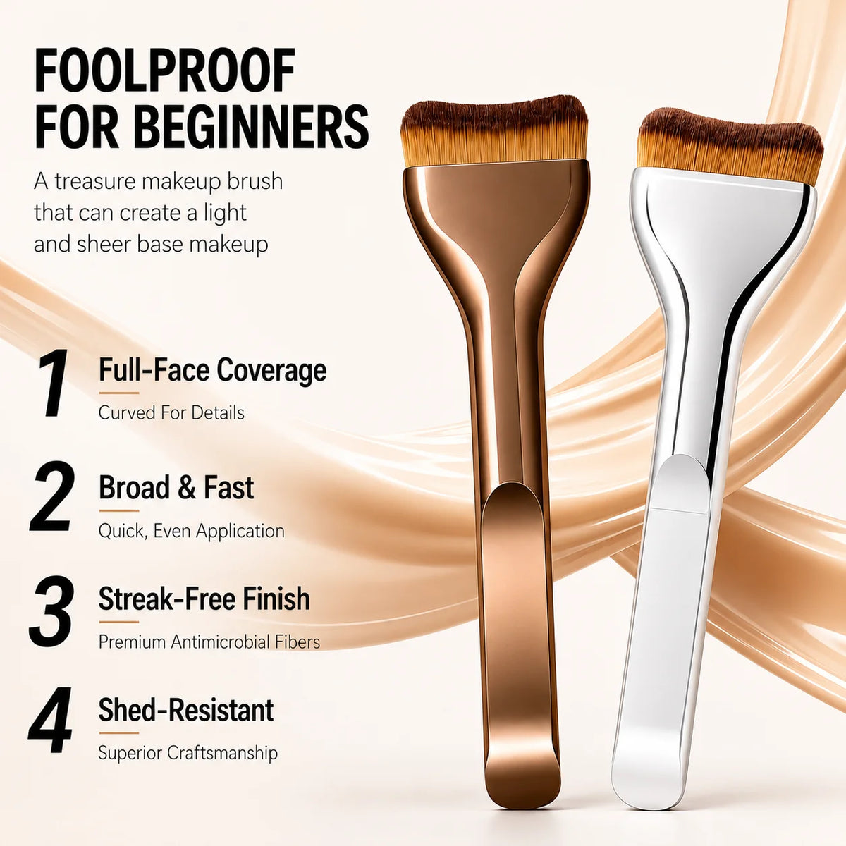 LUXEBLEND Tongue-Shaped Foundation Brush – Ultra-Thin Flat Foundation Brush QXL