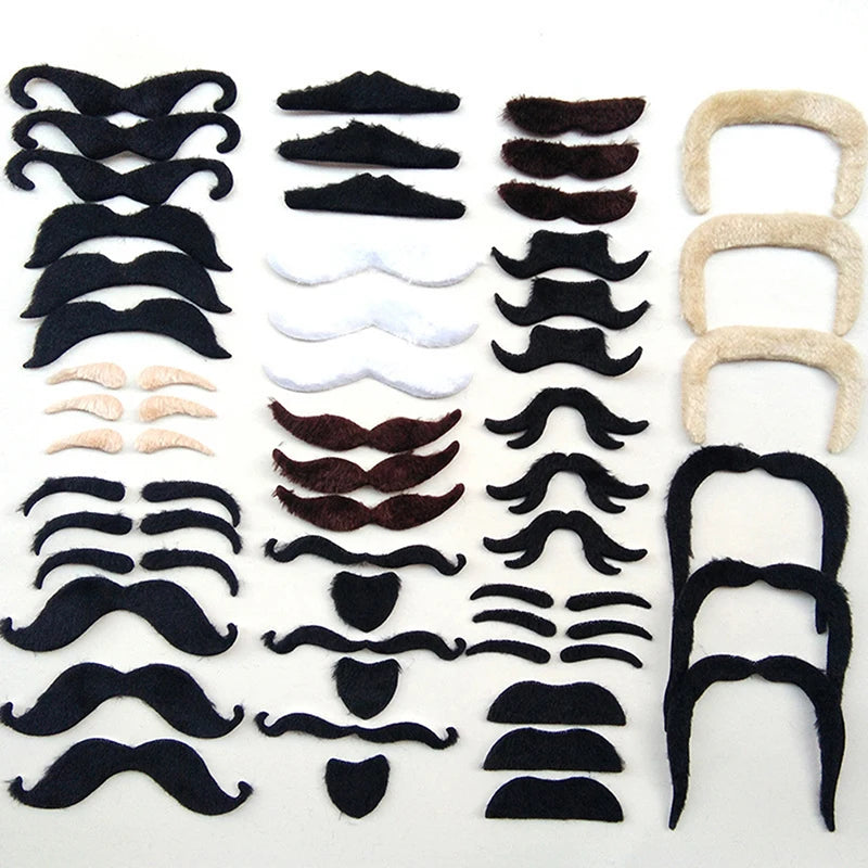48-Pc Fake Beard & Mustache Set | 16 Costume Styles Costume Beard Set QXL 48pcs