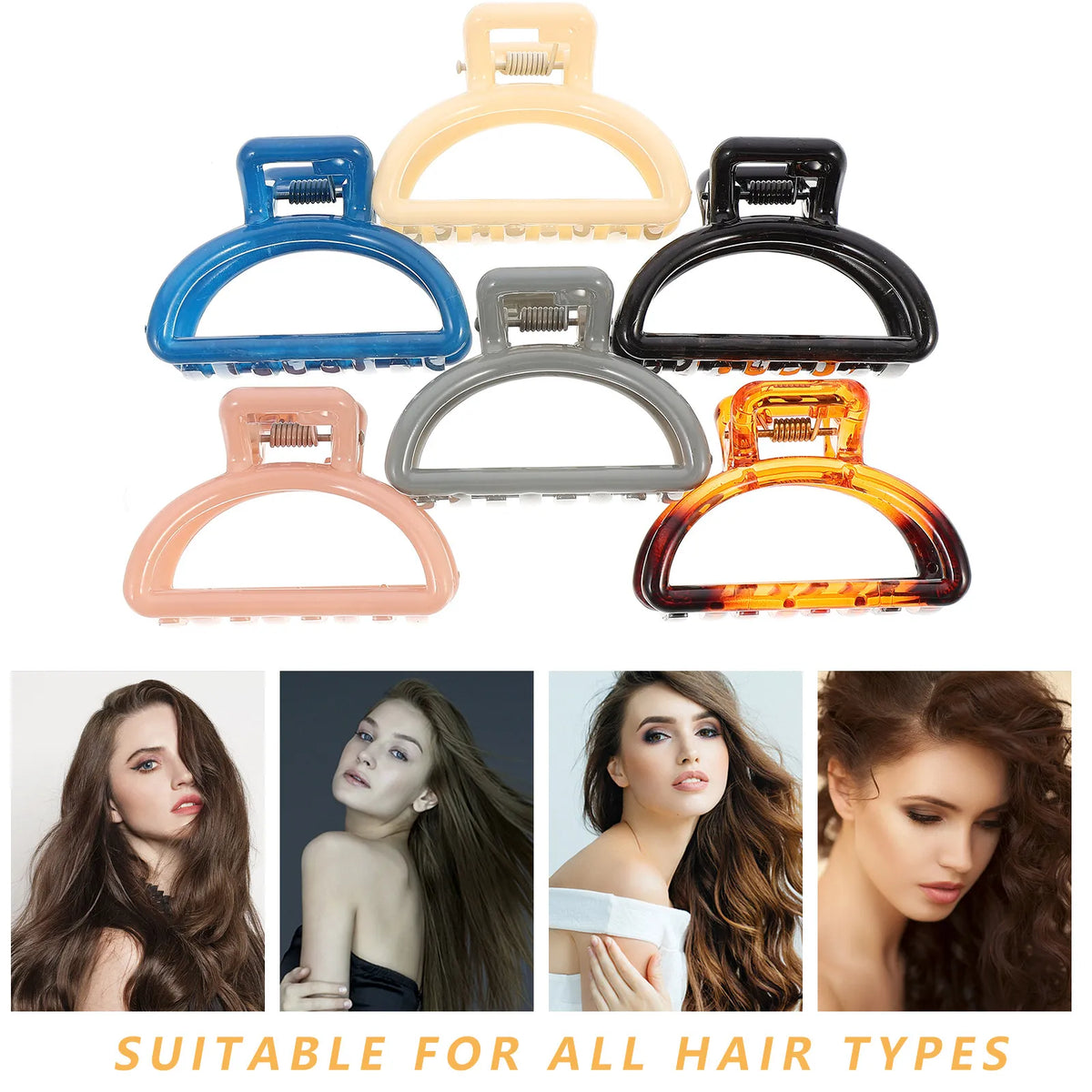 6-Pack Large Claw Clips for Women – Big Jaw Hair Barrettes Hair Claw Clips QXL