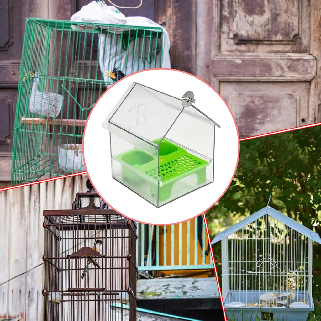 Decorative Bird Feeder House with Bath Tub & Food Dish Bird Feeder House QXL