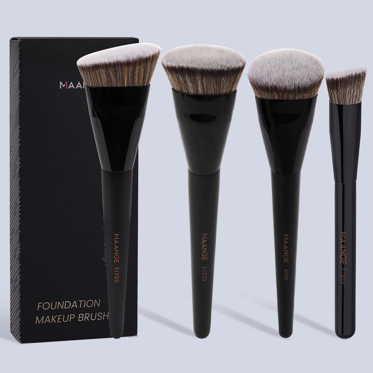4-Piece Makeup Brush Set | Foundation, Contour & Concealer Makeup Brush Set QXL Black