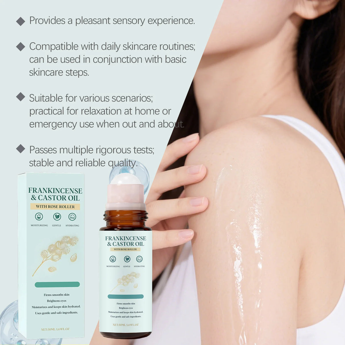 Frankincense Castor Oil Rollerball | Nourishing Face & Body Oil Facial Body Oil QXL