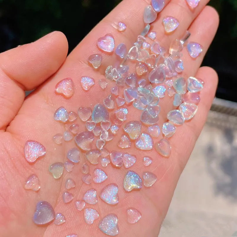 50-Pack Kawaii Resin Nail Art Charms | Heart DIY Decorations Nail Art Charms QXL