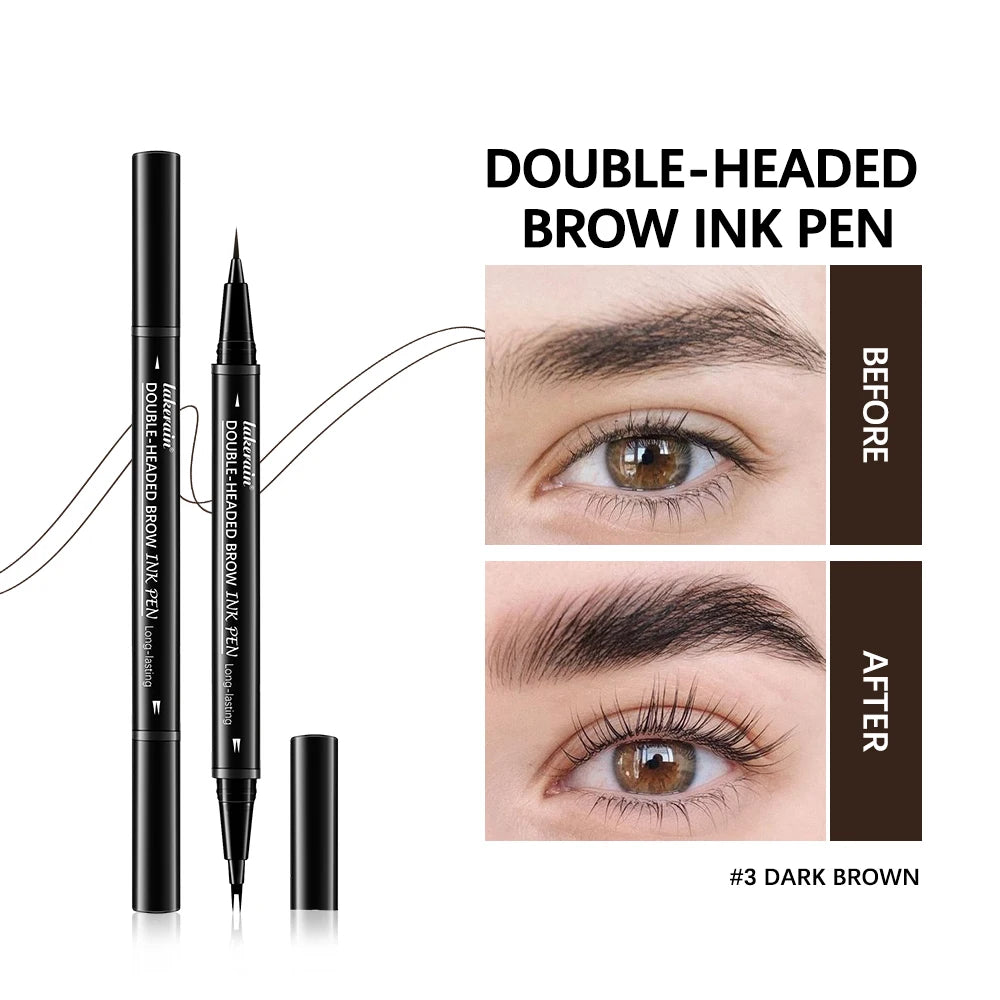 2-in-1 Waterproof Eyebrow Ink Pen | Fork Tip & Brush Tip Eyebrow Ink Pen QXL