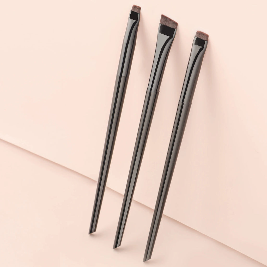 3-Pc Oblique Eyeliner Eyebrow & Eyeshadow Brush Set | Ronshadow Eye Makeup Brush Set QXL black black