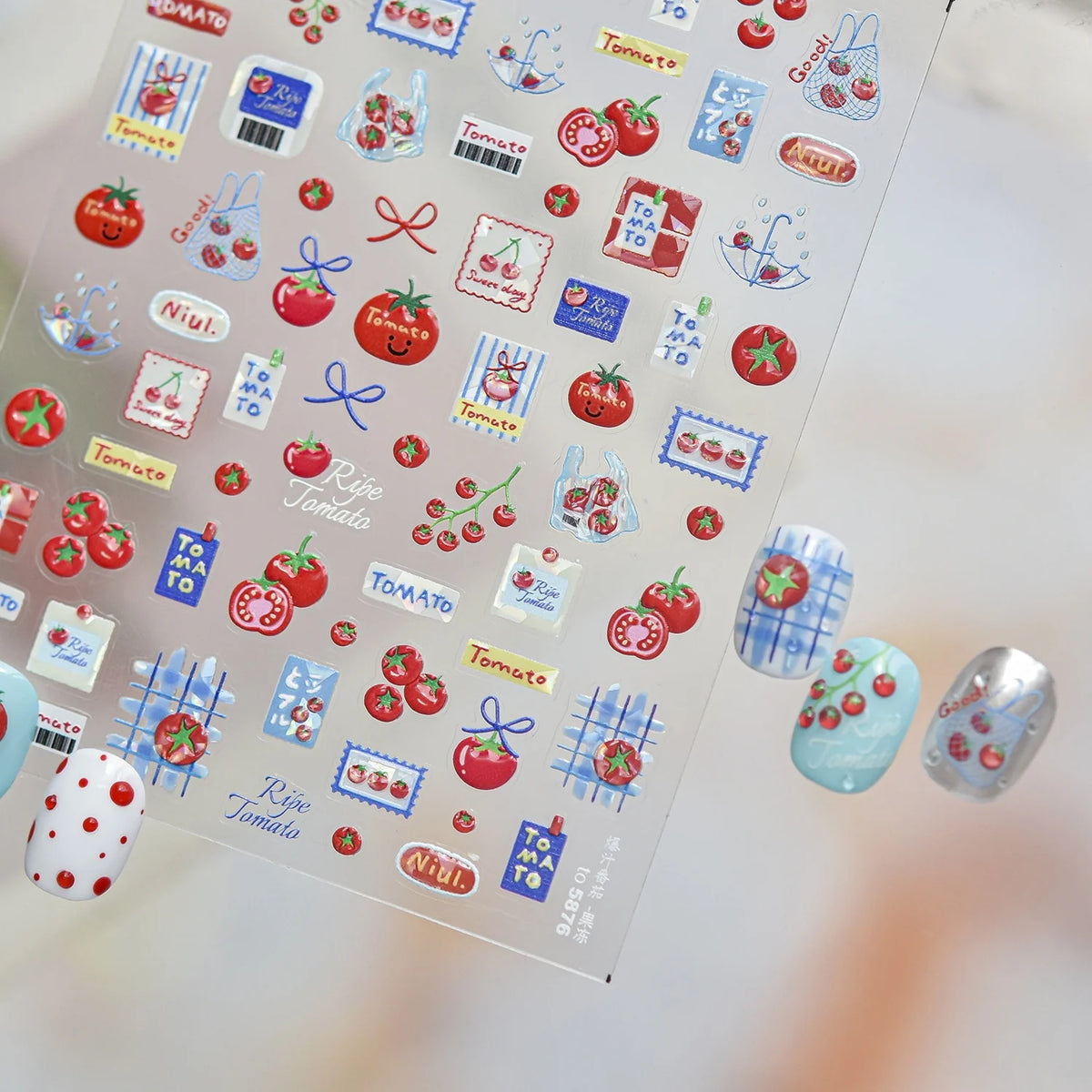 Tomato Cartoon 5D Nail Stickers | Cute Grocery Theme Decals Nail Art Stickers QXL
