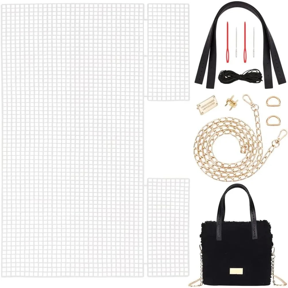 DIY Crochet Bag Kit | Mesh Canvas, Handles & Chain Hardware DIY Craft Kit QXL