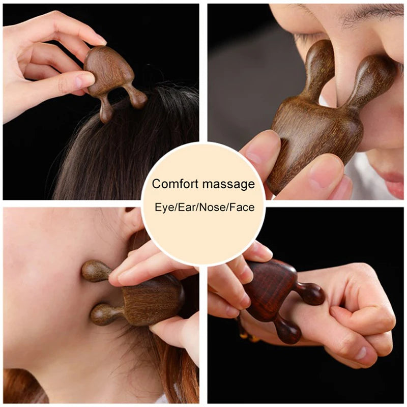 Green Sandalwood Facial Massage Comb | Eye & Face Tool Facial Massage Comb QXL