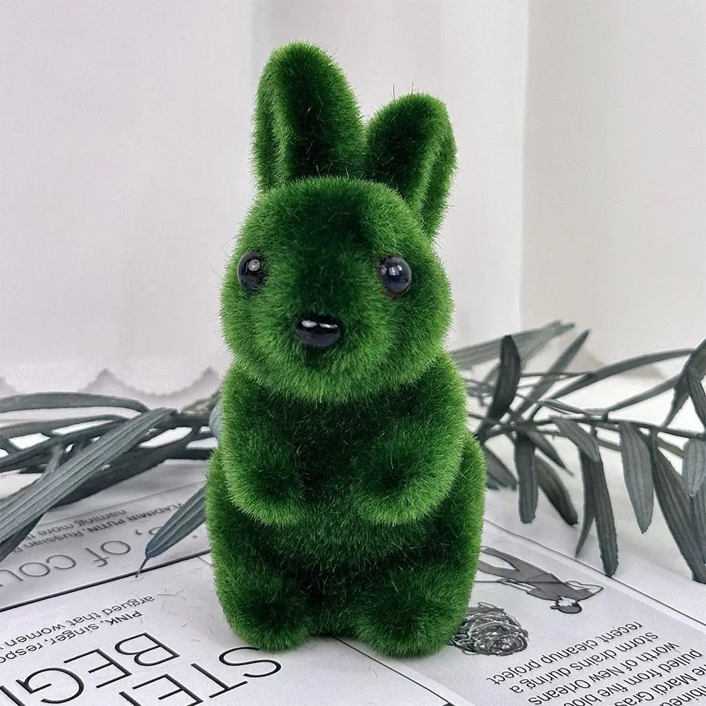 Moss Bunny Figurine | Green Easter Rabbit Decor (1 or 2 Pack) Decorative Figurine QXL