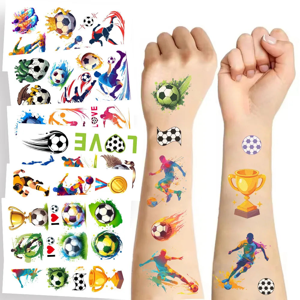 10-Sheet Soccer Temporary Tattoo Stickers | Waterproof Football Temporary Tattoo Stickers QXL 1 set