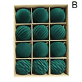 12-Pack Flocked Velvet Christmas Ball Ornaments 6cm Red & Green Christmas Tree Ornaments QXL Green