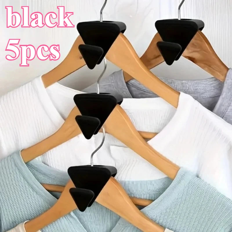 Clothes Rack Connector Hooks – Stackable Wardrobe Space Saver Wardrobe Connector Hooks QXL black 5pcs