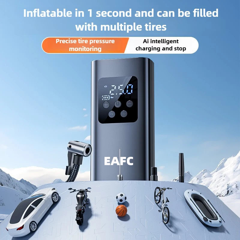 EAFC Wireless & Wired Portable Tyre Inflator with LCD Display Tyre Inflator Pump QXL