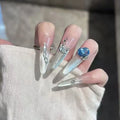 30-Pc Almond Stiletto Press-On Nails | Cat Eye Rhinestone Press-On Nail Tips QXL MY183