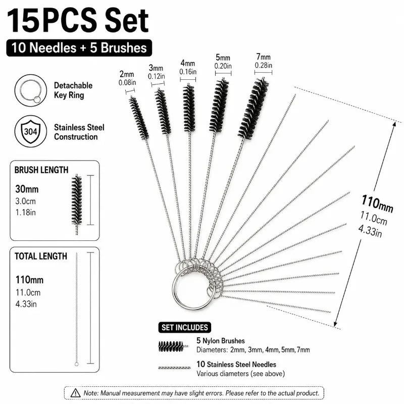 15-Pc Carburetor Cleaning Kit – Needles & Brushes Set Carburetor Cleaning Kit QXL