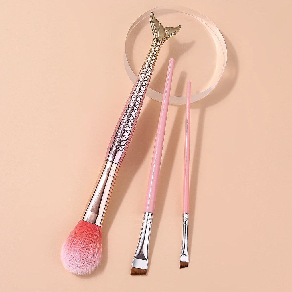 KOSSHOW 3-Pc Makeup Brush Set | Blush & Angled Brow Brushes Makeup Brush Set QXL