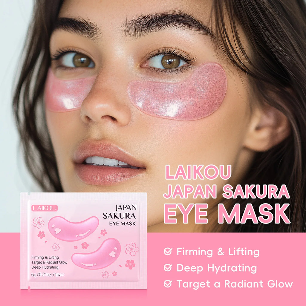 LAIKOU Sakura, Milk & 24K Gold Under Eye Patches | Firming Under Eye Patches QXL